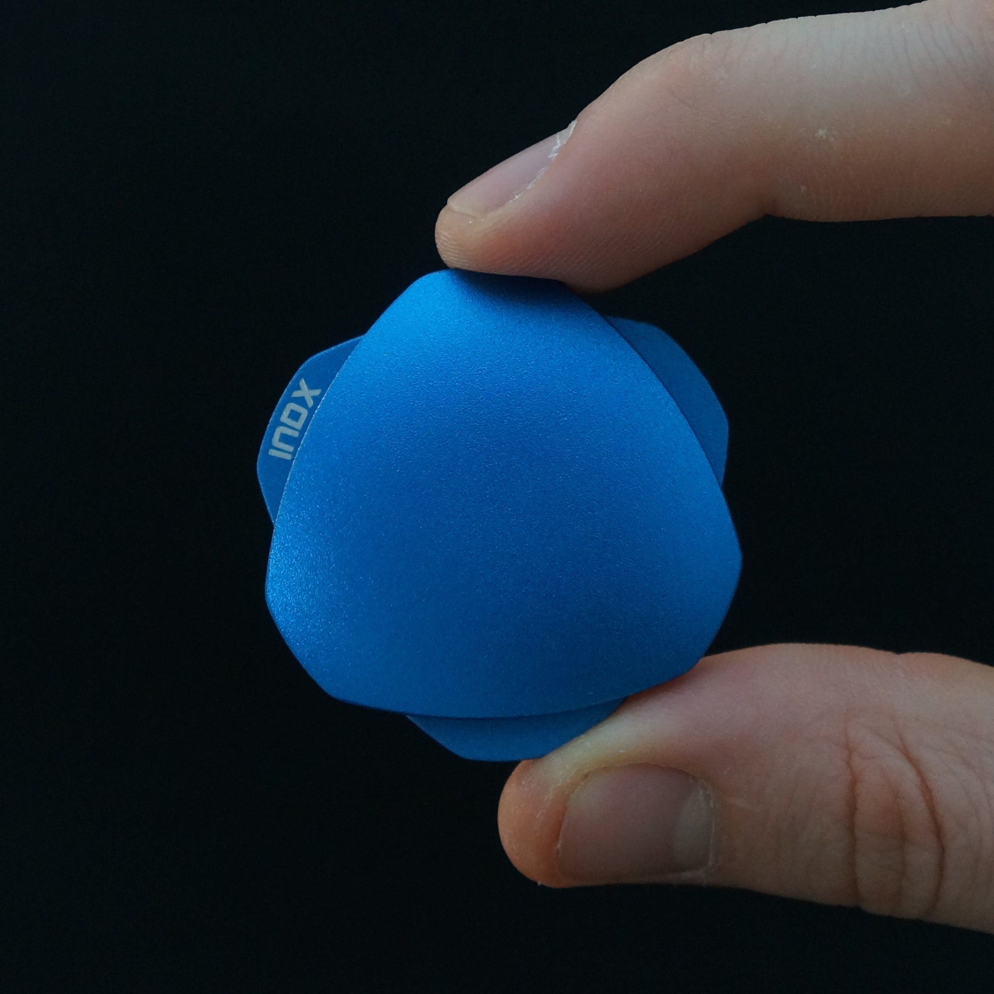 INDX affordable silent satisfying magnetic haptic desk toy - textured blue aluminum