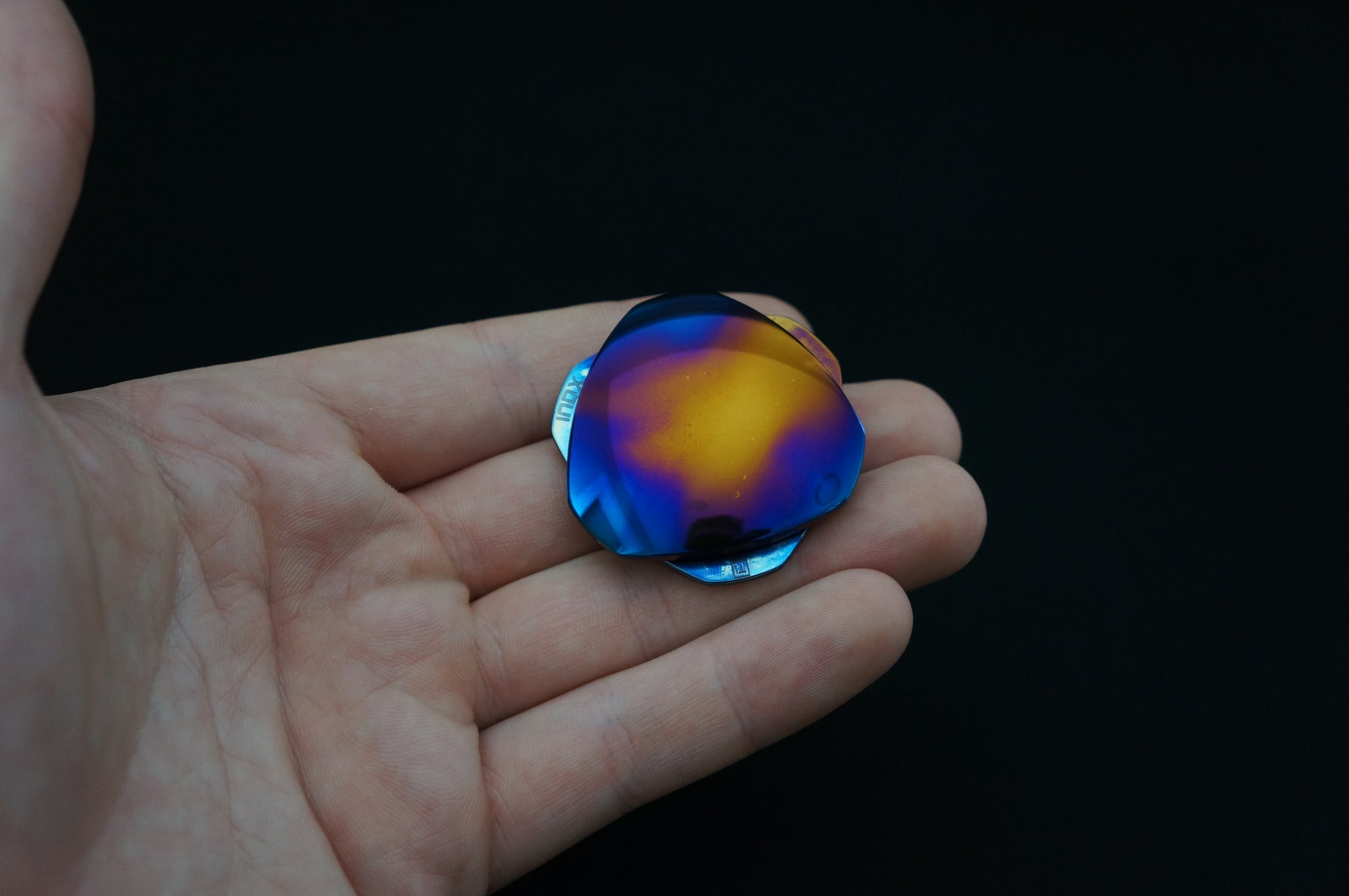 INDX premium silent satisfying magnetic haptic desk toy - rainbow polished titanium